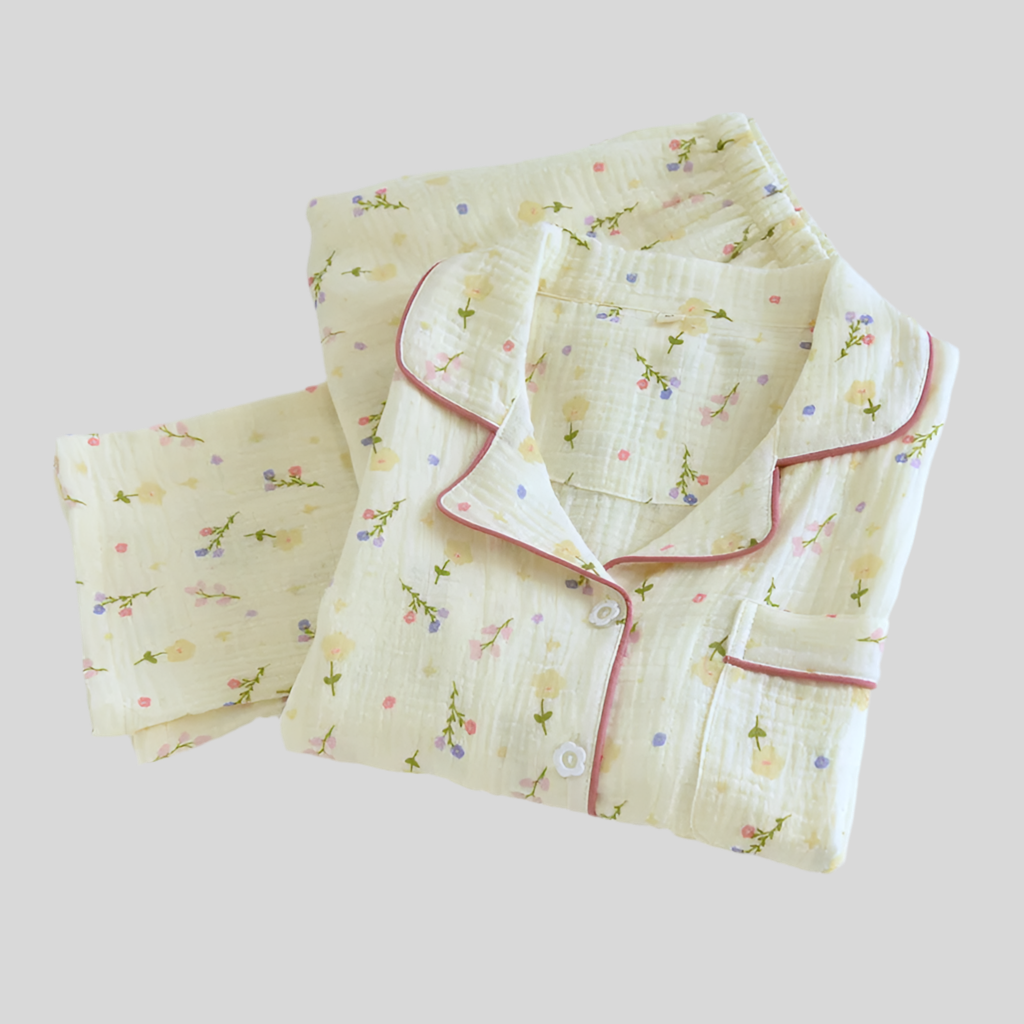 Pure Cotton Two-Piece Flower Pajama Set
