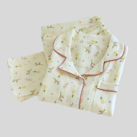 Pure Cotton Two-Piece Flower Pajama Set