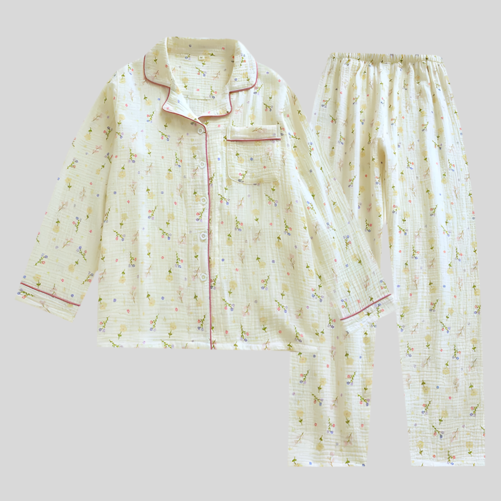 Pure Cotton Two-Piece Flower Pajama Set