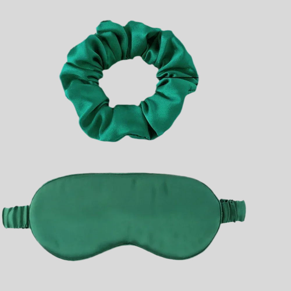 Natural Mulberry Silk Eye Mask, Pillowcase, and Hair Tie Set