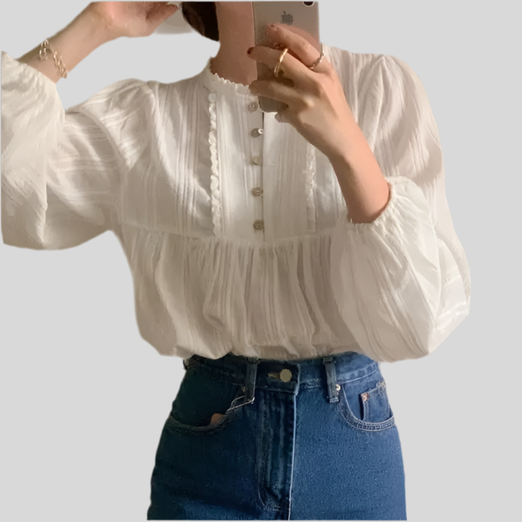 Long Sleeve White Lace Blouse