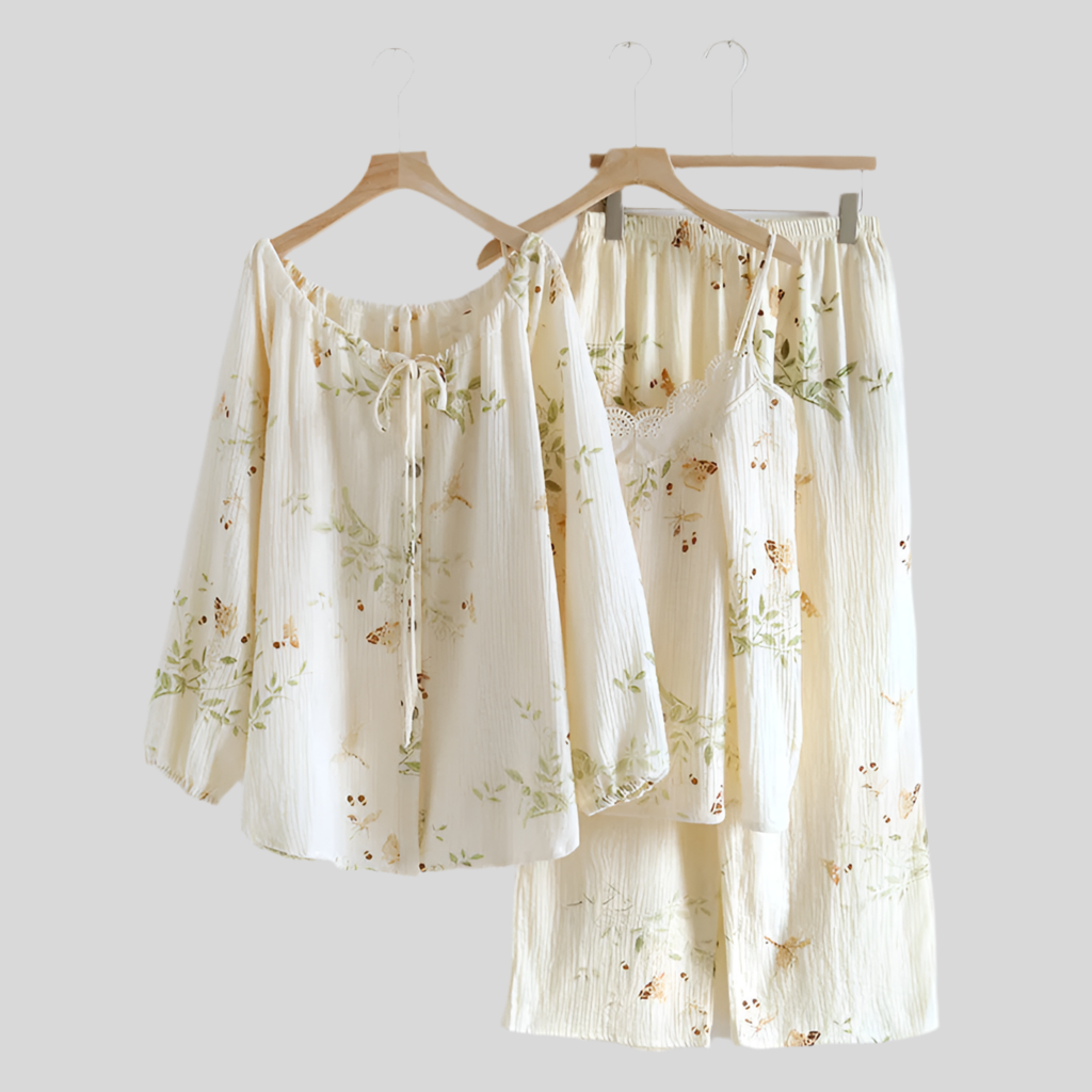 Pure Cotton Three-Piece Floral Set