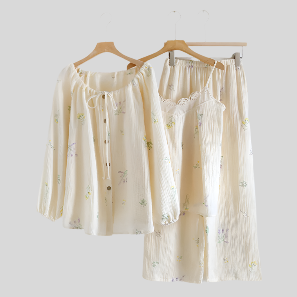 Pure Cotton Three-Piece Floral Set