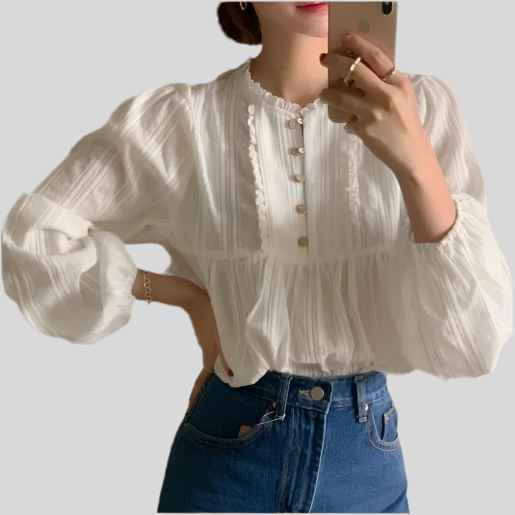 Long Sleeve White Lace Blouse