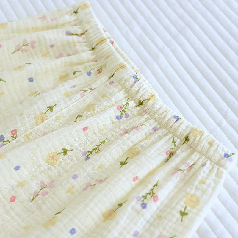 Pure Cotton Two-Piece Flower Pajama Set