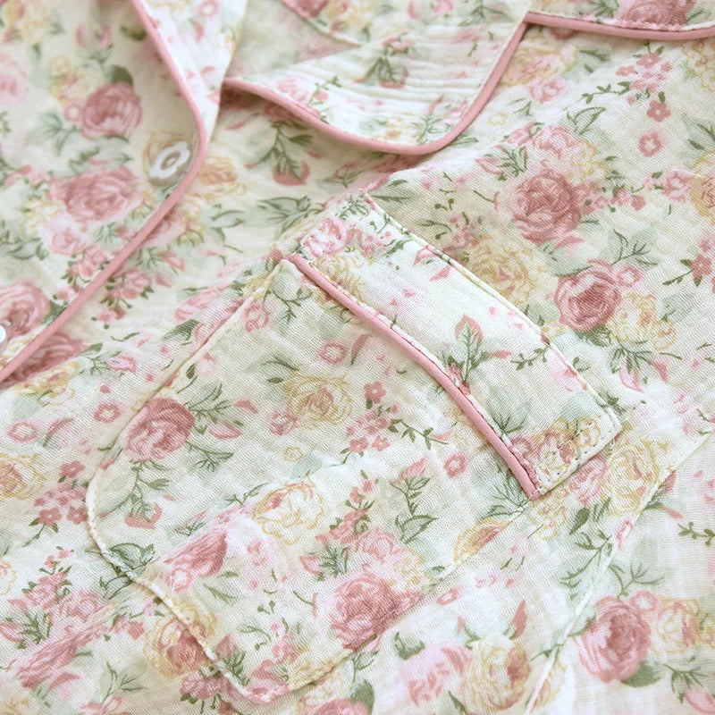 Pure Cotton Two-Piece Flower Pajama Set