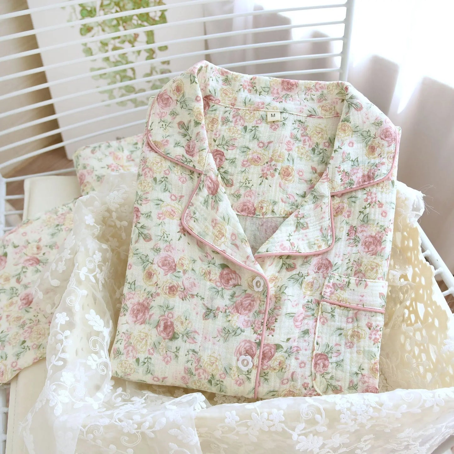 Pure Cotton Two-Piece Flower Pajama Set