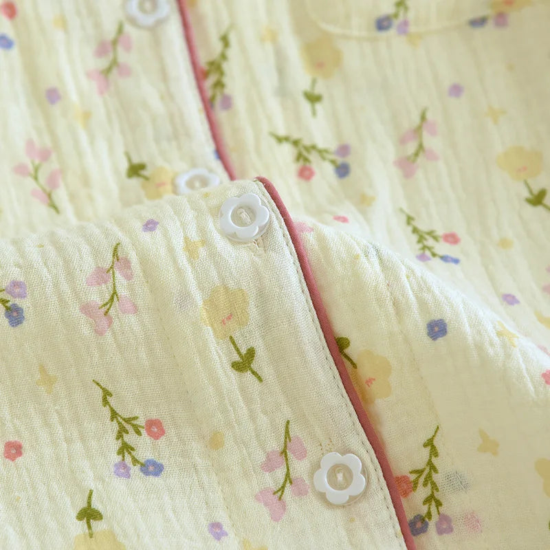 Pure Cotton Two-Piece Flower Pajama Set