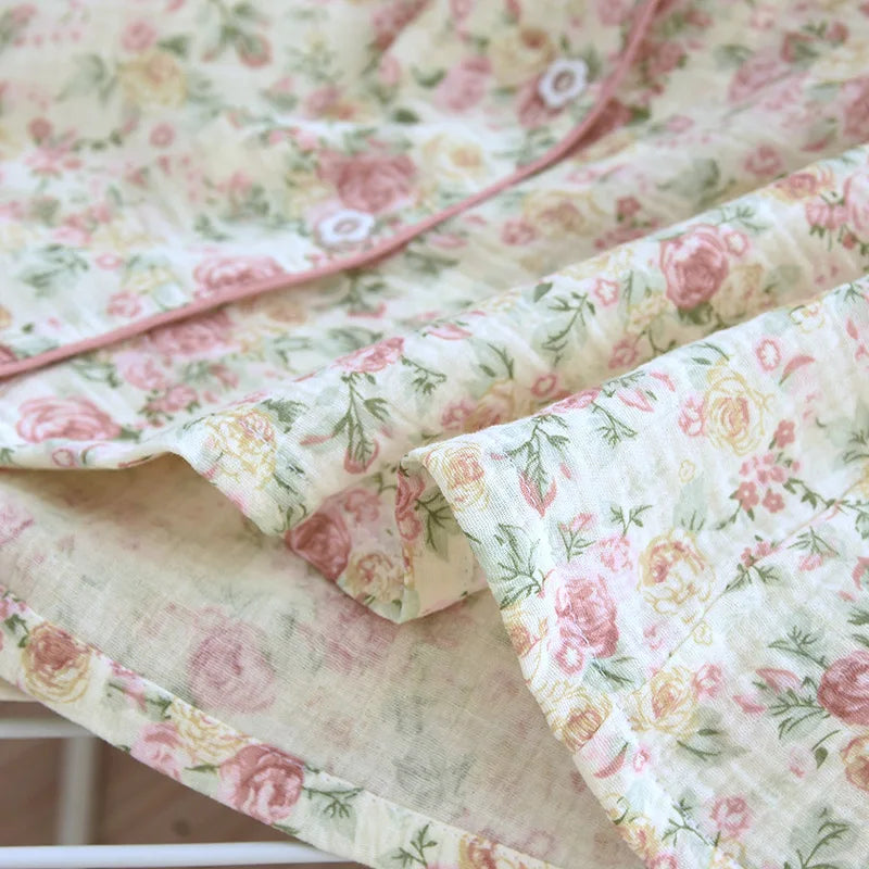 Pure Cotton Two-Piece Flower Pajama Set