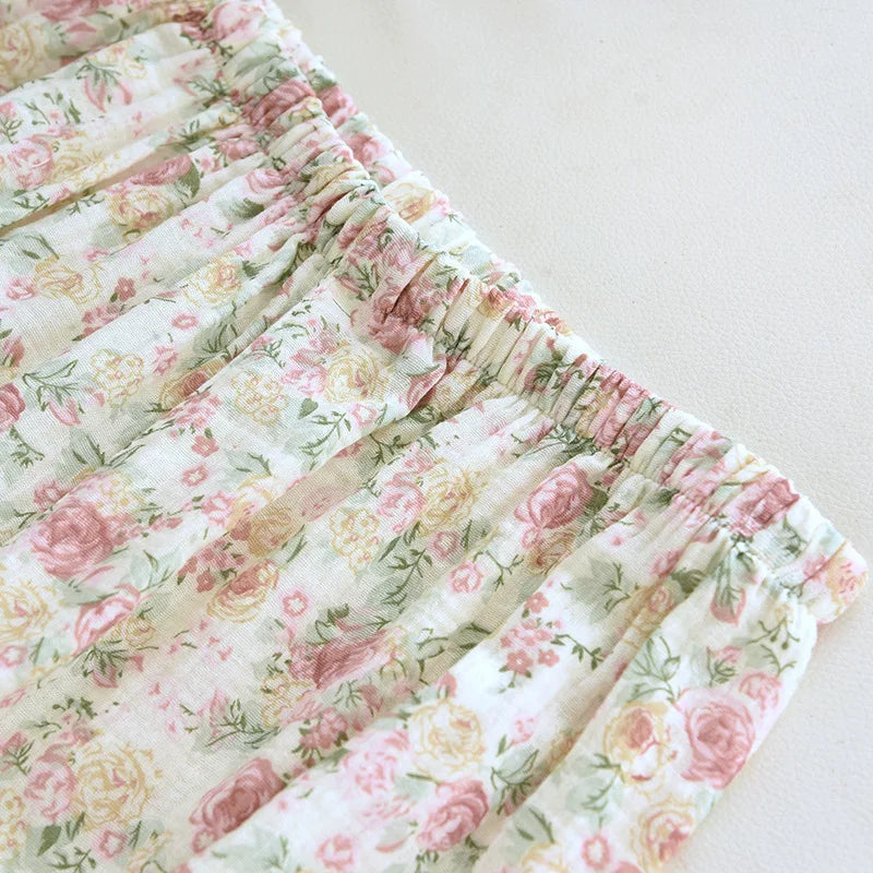 Pure Cotton Two-Piece Flower Pajama Set