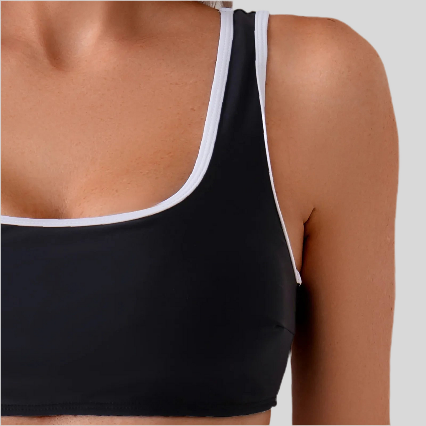 Two-Piece White Trim Bathing Suit