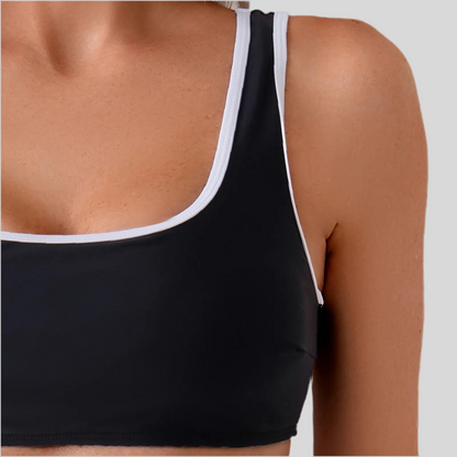 Two-Piece White Trim Bathing Suit