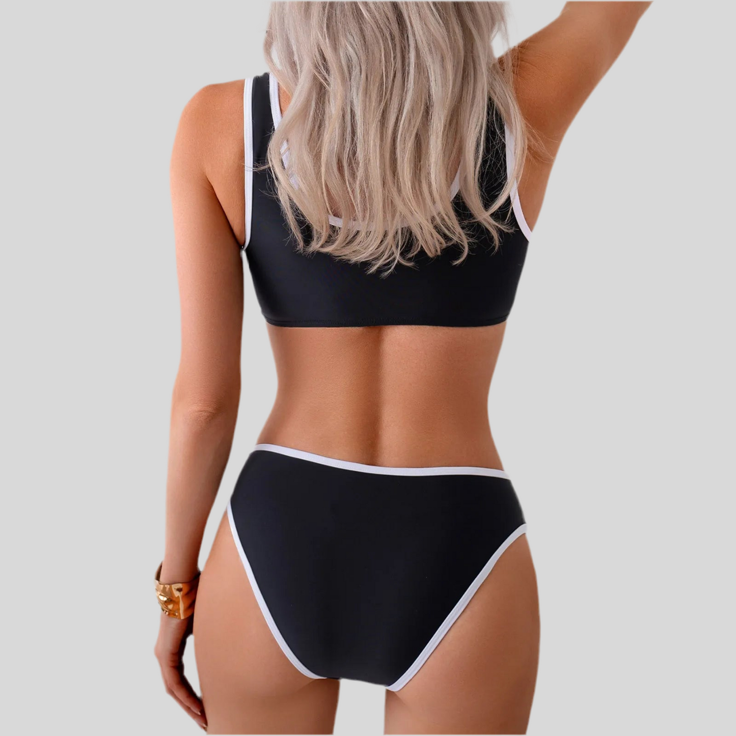 Two-Piece White Trim Bathing Suit