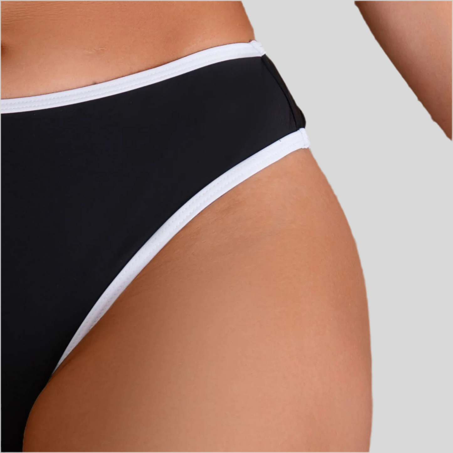 Two-Piece White Trim Bathing Suit