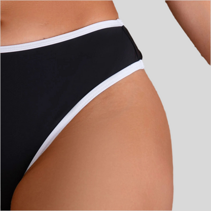 Two-Piece White Trim Bathing Suit